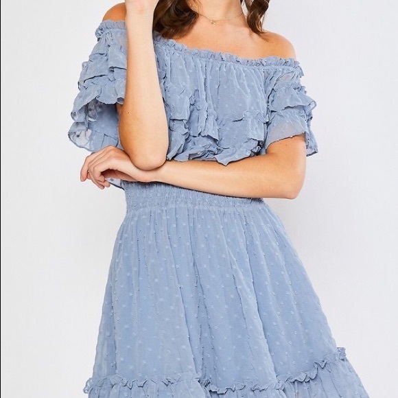 Blu Ivy Ruffle Hem Off Shoulder Dress - Picture 5 of 11